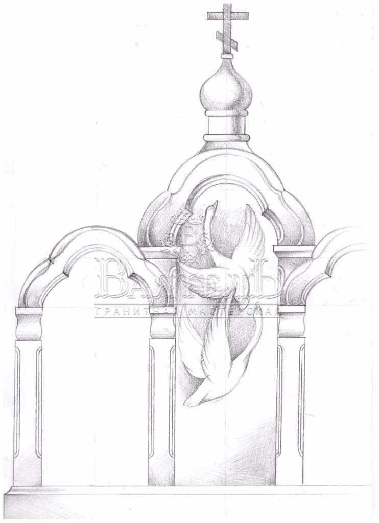 Надгробный комплекс с лебедями и цветными портретами 14