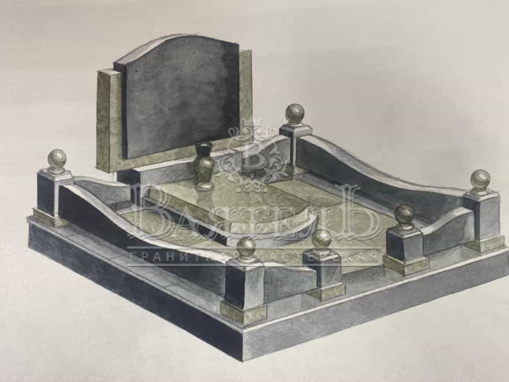 Надгробие из Baltic Green на двоих в Саратове 5