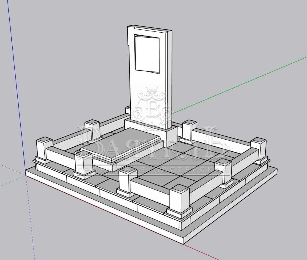Надгробный комплекс из 2-х видов гранита