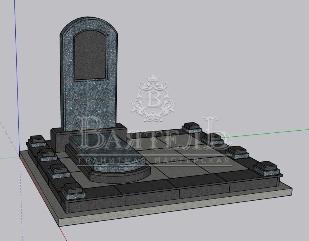 Надгробный комплекс из голубого гранита Blue Pearl