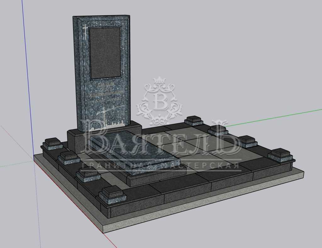 Надгробный комплекс из голубого гранита Blue Pearl