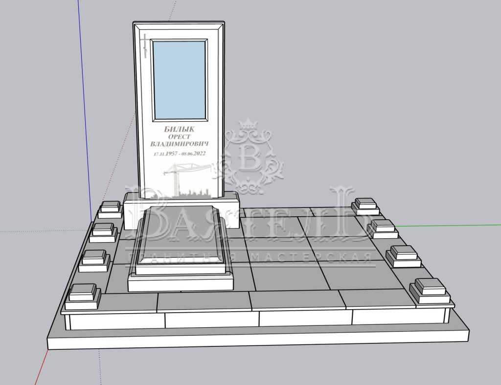 Надгробный комплекс из голубого гранита Blue Pearl